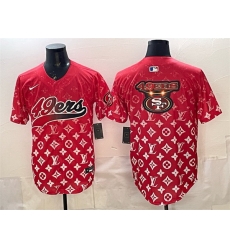 Men San Francisco 49ers Team Big Logo Red Limited Stitched Baseball Jersey 2 Men San Francisco 49ers Team Big Logo Red Limited Stitched Baseball Jersey 2