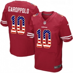 Mens Nike San Francisco 49ers 10 Jimmy Garoppolo Elite Red Home USA Flag Fashion NFL Jersey Mens Nike San Francisco 49ers 10 Jimmy Garoppolo Elite Red Home USA Flag Fashion NFL Jersey