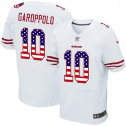 Mens Nike San Francisco 49ers 10 Jimmy Garoppolo Elite White Road USA Flag Fashion NFL Jersey Mens Nike San Francisco 49ers 10 Jimmy Garoppolo Elite White Road USA Flag Fashion NFL Jersey