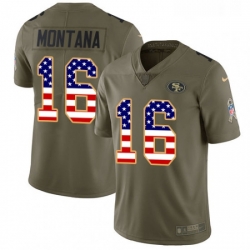 Mens Nike San Francisco 49ers 16 Joe Montana Limited OliveUSA Flag 2017 Salute to Service NFL Jersey Mens Nike San Francisco 49ers 16 Joe Montana Limited OliveUSA Flag 2017 Salute to Service NFL Jersey