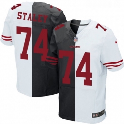 Mens Nike San Francisco 49ers 74 Joe Staley Elite BlackWhite Split Fashion NFL Jersey Mens Nike San Francisco 49ers 74 Joe Staley Elite BlackWhite Split Fashion NFL Jersey
