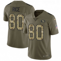 Mens Nike San Francisco 49ers 80 Jerry Rice Limited OliveCamo 2017 Salute to Service NFL Jersey Mens Nike San Francisco 49ers 80 Jerry Rice Limited OliveCamo 2017 Salute to Service NFL Jersey