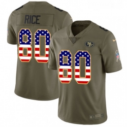 Mens Nike San Francisco 49ers 80 Jerry Rice Limited OliveUSA Flag 2017 Salute to Service NFL Jersey Mens Nike San Francisco 49ers 80 Jerry Rice Limited OliveUSA Flag 2017 Salute to Service NFL Jersey