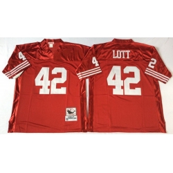 Mitchell And Ness 49ers #42 Ronnie Lott red Mens Throwback Stitched NFL Jersey Mitchell And Ness 49ers #42 Ronnie Lott red Mens Throwback Stitched NFL Jersey