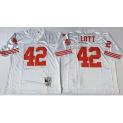 Mitchell And Ness 49ers #42 Ronnie Lott white Mens Throwback Stitched NFL Jersey Mitchell And Ness 49ers #42 Ronnie Lott white Mens Throwback Stitched NFL Jersey