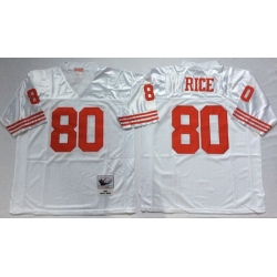 Mitchell And Ness 49ers #80 Jerry Rice white Mens Throwback Stitched NFL Jersey Mitchell And Ness 49ers #80 Jerry Rice white Mens Throwback Stitched NFL Jersey