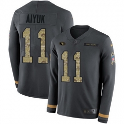 Nike 49ers 11 Brandon Aiyuk Anthracite Salute to Service Men Stitched NFL Limited Therma Long Sleeve Jersey Nike 49ers 11 Brandon Aiyuk Anthracite Salute to Service Men Stitched NFL Limited Therma Long Sleeve Jersey
