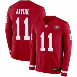 Nike 49ers 11 Brandon Aiyuk Red Team Color Men Stitched NFL Limited Therma Long Sleeve Jersey Nike 49ers 11 Brandon Aiyuk Red Team Color Men Stitched NFL Limited Therma Long Sleeve Jersey