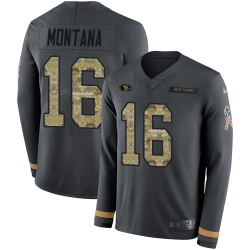 Nike 49ers 16 Joe Montana Anthracite Salute to Service Men s Stitched NFL Limited Therma Long Sleeve Jersey Nike 49ers 16 Joe Montana Anthracite Salute to Service Men s Stitched NFL Limited Therma Long Sleeve Jersey