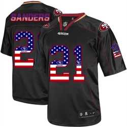 Nike 49ers #21 Deion Sanders Black Mens Stitched NFL Elite USA Flag Fashion Jersey Nike 49ers #21 Deion Sanders Black Mens Stitched NFL Elite USA Flag Fashion Jersey