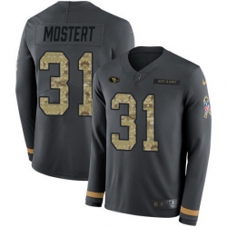 Nike 49ers 31 Raheem Mostert Anthracite Salute to Service Men Stitched NFL Limited Therma Long Sleeve Jersey Nike 49ers 31 Raheem Mostert Anthracite Salute to Service Men Stitched NFL Limited Therma Long Sleeve Jersey