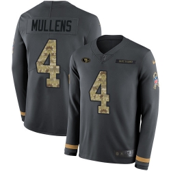 Nike 49ers 4 Nick Mullens Anthracite Salute to Service Men s Stitched NFL Limited Therma Long Sleeve Jersey Nike 49ers 4 Nick Mullens Anthracite Salute to Service Men s Stitched NFL Limited Therma Long Sleeve Jersey