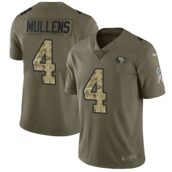 Nike 49ers #4 Nick Mullens Olive Camo Men Stitched NFL Limited 2017 Salute To Service Jersey Nike 49ers #4 Nick Mullens Olive Camo Men Stitched NFL Limited 2017 Salute To Service Jersey