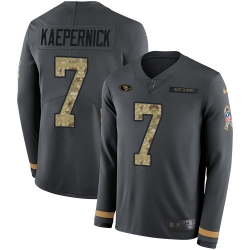 Nike 49ers 7 Colin Kaepernick Anthracite Salute to Service Men s Stitched NFL Limited Therma Long Sleeve Jersey Nike 49ers 7 Colin Kaepernick Anthracite Salute to Service Men s Stitched NFL Limited Therma Long Sleeve Jersey
