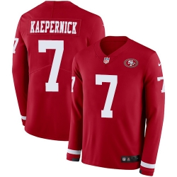 Nike 49ers #7 Colin Kaepernick Red Team Color Men Stitched NFL Limited Therma Long Sleeve Jersey Nike 49ers #7 Colin Kaepernick Red Team Color Men Stitched NFL Limited Therma Long Sleeve Jersey