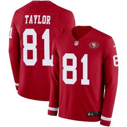 Nike 49ers #81 Trent Taylor Red Team Color Men Stitched NFL Limited Therma Long Sleeve Jersey Nike 49ers #81 Trent Taylor Red Team Color Men Stitched NFL Limited Therma Long Sleeve Jersey