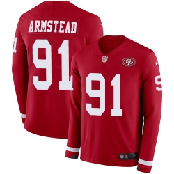 Nike 49ers #91 Arik Armstead Red Team Color Men Stitched NFL Limited Therma Long Sleeve Jersey Nike 49ers #91 Arik Armstead Red Team Color Men Stitched NFL Limited Therma Long Sleeve Jersey