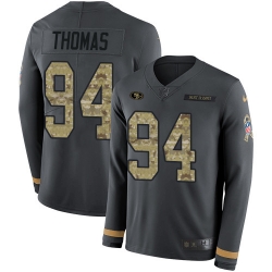 Nike 49ers 94 Solomon Thomas Anthracite Salute to Service Men s Stitched NFL Limited Therma Long Sleeve Jersey Nike 49ers 94 Solomon Thomas Anthracite Salute to Service Men s Stitched NFL Limited Therma Long Sleeve Jersey