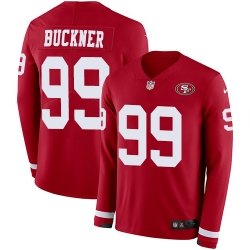 Nike 49ers #99 DeForest Buckner Red Team Color Men Stitched NFL Limited Therma Long Sleeve Jersey Nike 49ers #99 DeForest Buckner Red Team Color Men Stitched NFL Limited Therma Long Sleeve Jersey