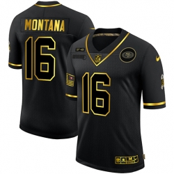 Nike San Francisco 49ers 16 Joe Montana Black Gold 2020 Salute To Service Limited Jersey Nike San Francisco 49ers 16 Joe Montana Black Gold 2020 Salute To Service Limited Jersey