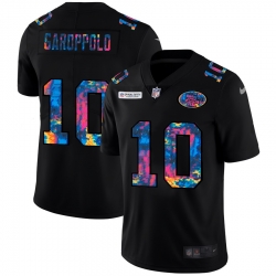 San Francisco 49ers 10 Jimmy Garoppolo Men Nike Multi Color Black 2020 NFL Crucial Catch Vapor Untouchable Limited Jersey San Francisco 49ers 10 Jimmy Garoppolo Men Nike Multi Color Black 2020 NFL Crucial Catch Vapor Untouchable Limited Jersey