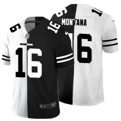 San Francisco 49ers 16 Joe Montana Men Black V White Peace Split Nike Vapor Untouchable Limited NFL Jersey San Francisco 49ers 16 Joe Montana Men Black V White Peace Split Nike Vapor Untouchable Limited NFL Jersey