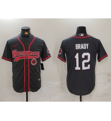 Men Tampa Bay Buccaneers  12 Tom Brady Black Cool Base Stitched Baseball Jersey