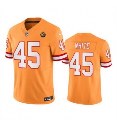 Men Tampa Bay Buccaneers 45 Devin White Orange 2023 F U S E  Throwback With John Madden Patch Vapor Limited Stitched Football Jersey