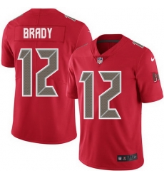 Nike Buccaneers 12 Tom Brady Red Men Stitched NFL Limited Rush Jersey