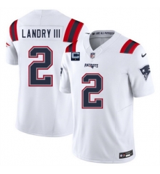 Men New England Patriots 2 Harold Landry III White 2025 F U S E  With 1 Star C Patch Vapor Limited Stitched Football Jersey