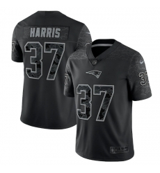 Men New England Patriots 37 Damien Harris Black Reflective Limited Stitched Football Jersey