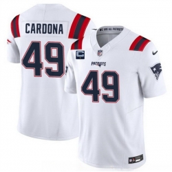 Men New England Patriots 49 Joe Cardona White F U S E  With 1 Star C Patch Vapor Limited Stitched Football Jersey