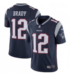 Mens Nike New England Patriots 12 Tom Brady Navy Blue Team Color Vapor Untouchable Limited Player NFL Jersey