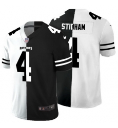 New England Patriots 4 Jarrett Stidham Men Black V White Peace Split Nike Vapor Untouchable Limited NFL Jersey