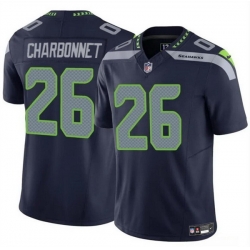 Men Seattle Seahawks 26 Zach Charbonnet Navy 2024 F U S E Vapor Limited Stitched Football Jersey