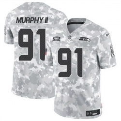 Men Seattle Seahawks 91 Byron Murphy II 2024 F U S E Arctic Camo Salute To Service Limited Stitched Football Jersey