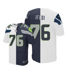 Nike Seahawks #76 Germain Ifedi White Steel Blue Mens Stitched NFL Elite Split Jersey