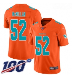 Dolphins 52 Raekwon McMillan Orange Men Stitched Football Limited Inverted Legend 100th Season Jersey