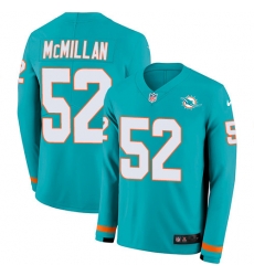 Nike Dolphins 52 Raekwon McMillan Aqua Green Team Color Men s Stitched NFL Limited Therma Long Sleeve Jersey