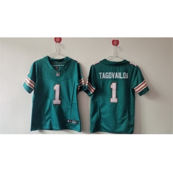 Women Miami Dolphins 1 Tua Tagovailoa Aqua F U S E Vapor Untouchable Stitched Jersey