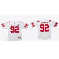 Men Michael Strahan New York Giants White 2007 Super Bowl XLII Authentic Jersey