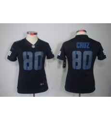 Women NEW NFL New York Giants #80 Victor Cruz black jerseys(impact limited)