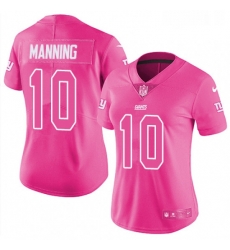 Womens Nike New York Giants 10 Eli Manning Limited Pink Rush Fashion NFL Jersey