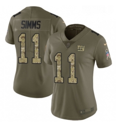 Womens Nike New York Giants 11 Phil Simms Limited OliveCamo 2017 Salute to Service NFL Jersey