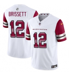 Men Washington Commanders 12 Jacoby Brissett White 2023 F U S E  Vapor Limited Stitched Football Jersey