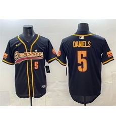Men Washington Commanders 5 Jayden Daniels Black Limited Stitched Baseball Jersey Men Washington Commanders 5 Jayden Daniels Black Limited Stitched Baseball Jersey