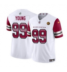 Men Washington Commanders 99 Chase Young White 2023 F U S E  With John Madden Patch Vapor Limited Stitched Football Jersey