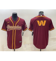 Men Washington Commanders Burgundy Team Big Logo With Patch Cool Base Stitched Baseball Jersey