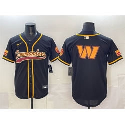Men Washington Commanders Team Big Logo Black Limited Stitched Baseball Jersey