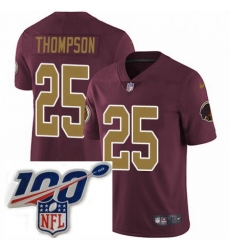 Mens Nike Washington Redskins 25 Chris Thompson Burgundy RedGold Number Alternate 80TH Anniversary Vapor Untouchable Limited Stitched 100th anniversary Nec